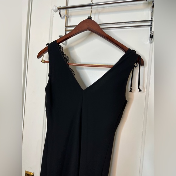 Vintage 90’s Y2K V-Neck Midi Dress Beaded Gauzy Lace - Picture 12 of 16